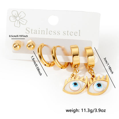 Exaggerated Eye Earrings For Women In Royal Blue Featuring Durable Titanium Steel Material