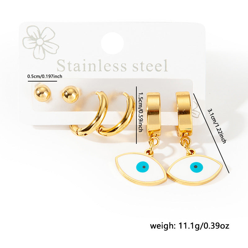 Exaggerated Eye Earrings For Women In Royal Blue Featuring Durable Titanium Steel Material