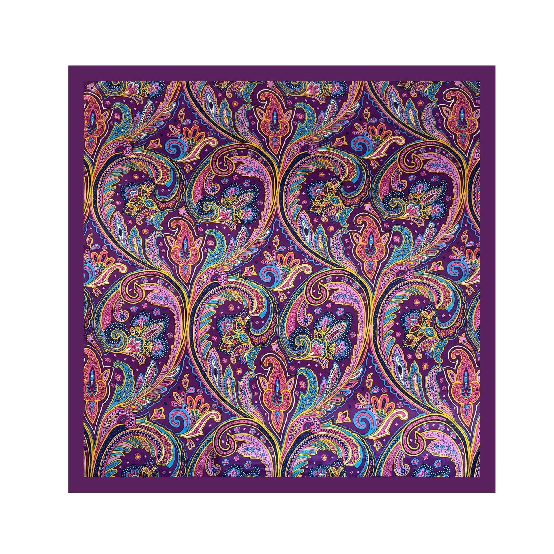 Paisley Pattern Rose Red Kerchief Silk Scarf In Polyester, Lightweight And Stylish For Summer