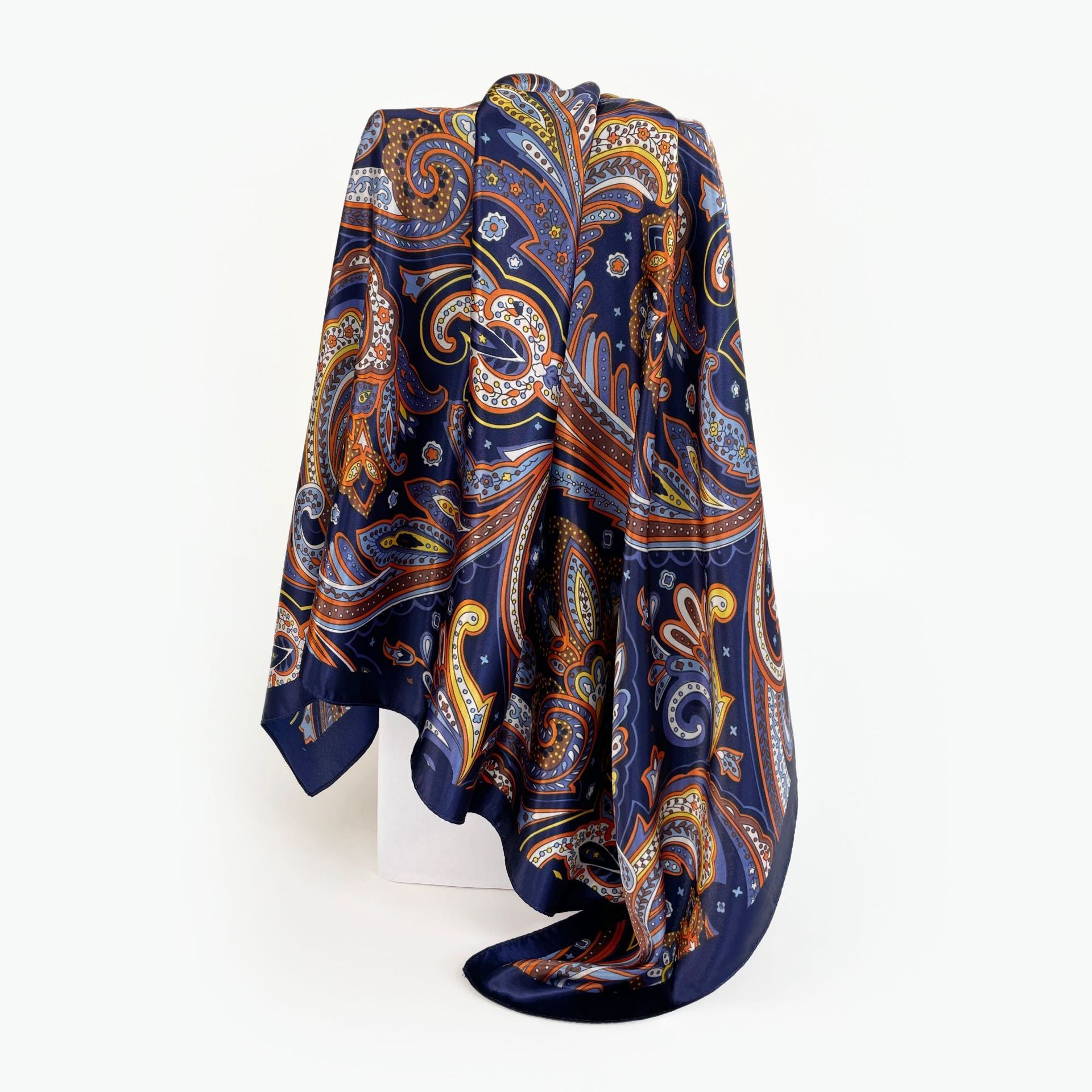 Paisley Pattern Rose Red Kerchief Silk Scarf In Polyester, Lightweight And Stylish For Summer