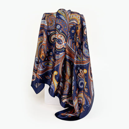 Paisley Pattern Rose Red Kerchief Silk Scarf In Polyester, Lightweight And Stylish For Summer