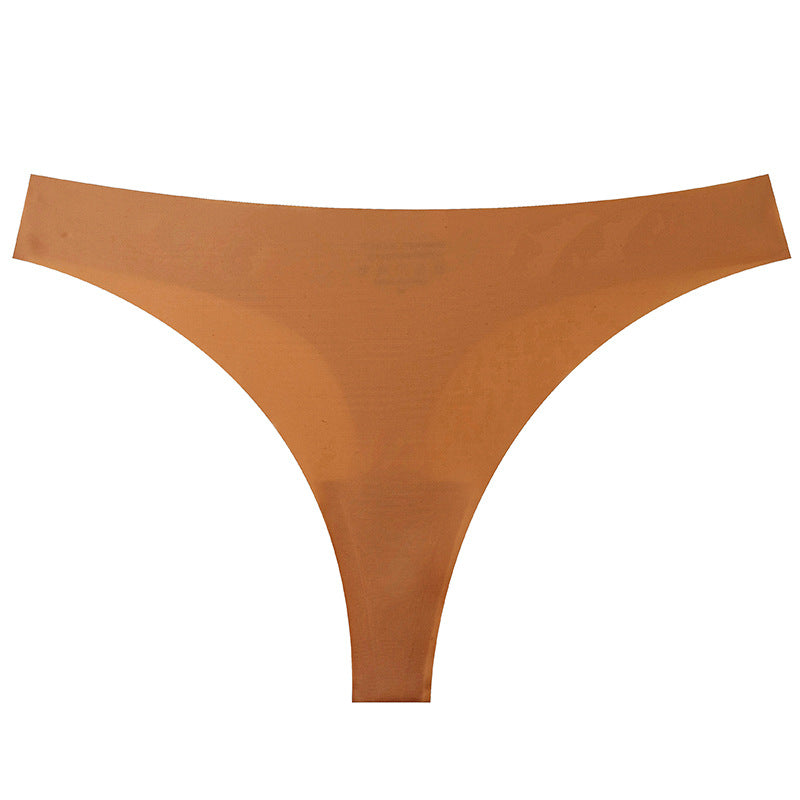 Seamless Solid Color Bikini Panties For Women In Low Waist Design, Made Of Nylon, Suitable For All Seasons