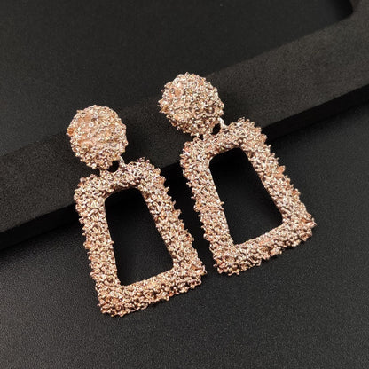 Exaggerated Geometric Earrings With Electroplated Gold Finish Featuring 304 Stainless Steel Posts In Alloy