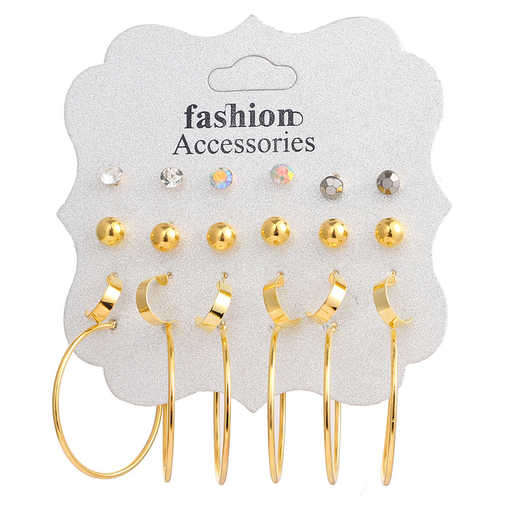 Geometric Jewelry Set For Women With KC Golden Plated Alloy And Zircon, Featuring 0.01µm Plating And Slider Chain