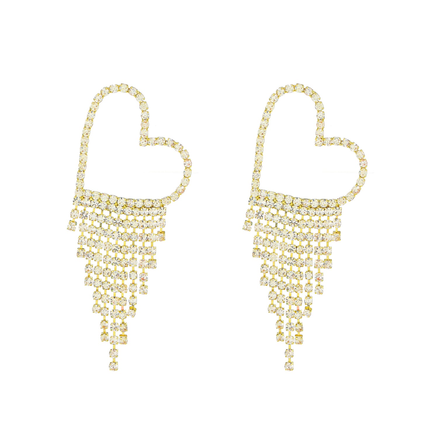 Long Tassel Earrings For Women Super Shiny Butterfly Heart-shaped Rhinestone Pendant Stud Earrings Shiny Jewelry