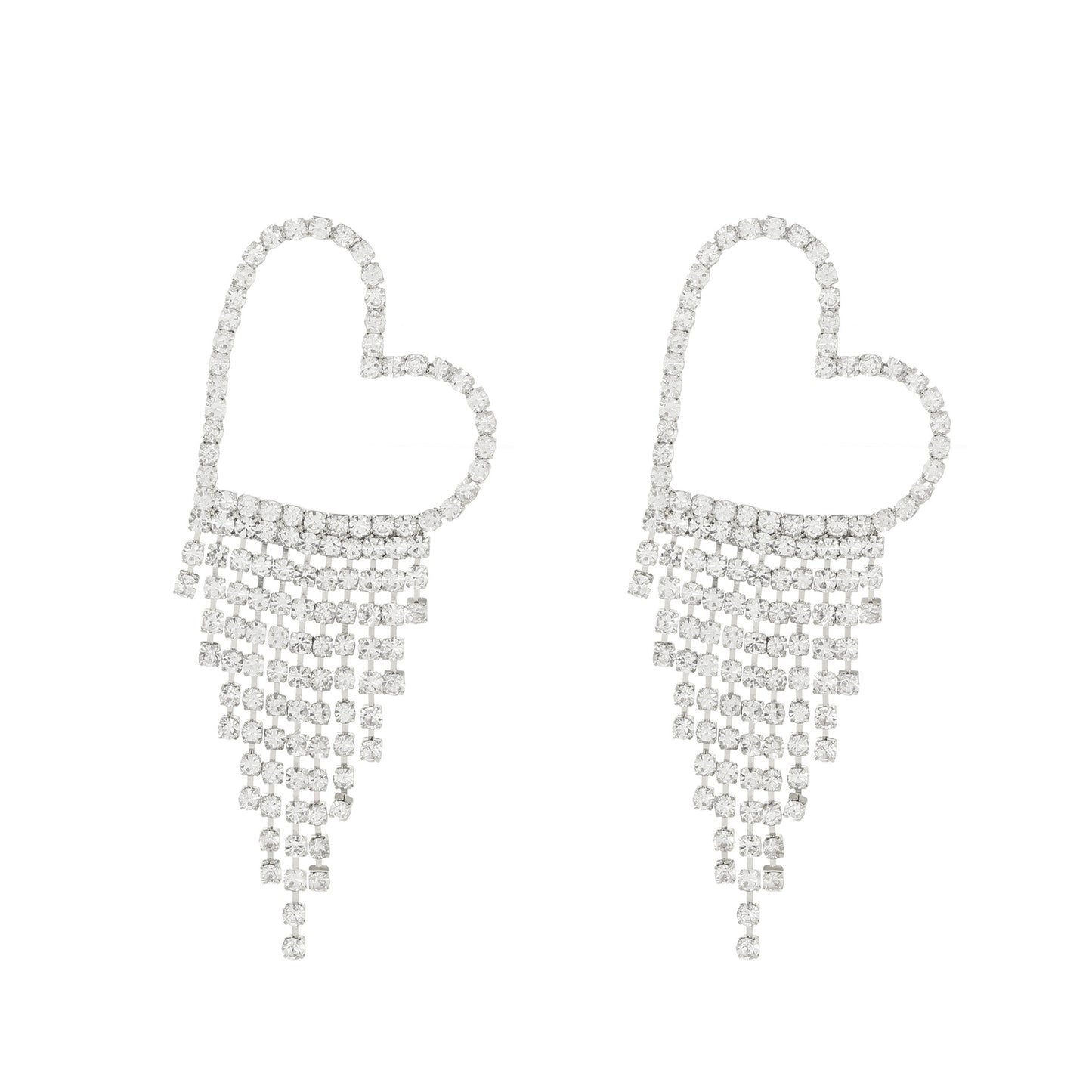 Long Tassel Earrings For Women Super Shiny Butterfly Heart-shaped Rhinestone Pendant Stud Earrings Shiny Jewelry