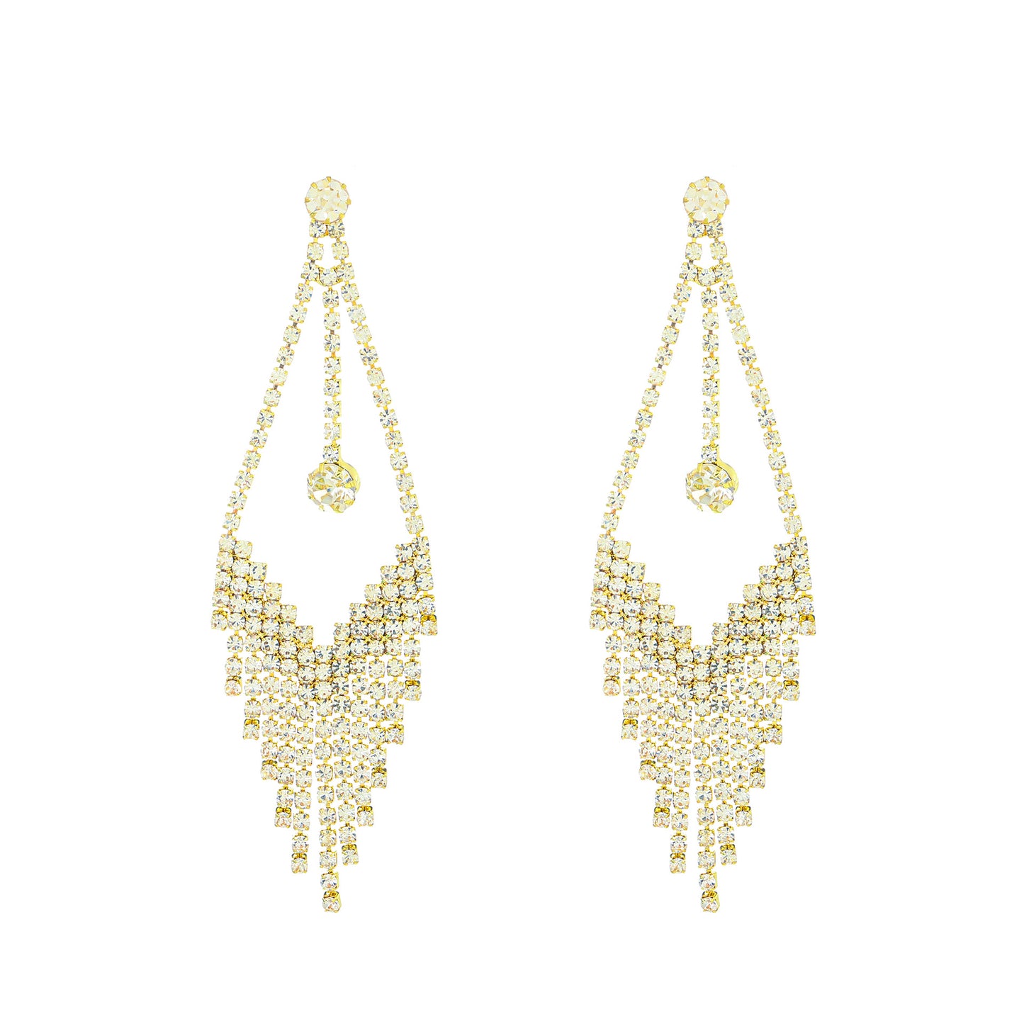 Long Tassel Earrings For Women Super Shiny Butterfly Heart-shaped Rhinestone Pendant Stud Earrings Shiny Jewelry
