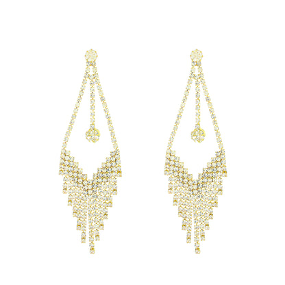 Long Tassel Earrings For Women Super Shiny Butterfly Heart-shaped Rhinestone Pendant Stud Earrings Shiny Jewelry