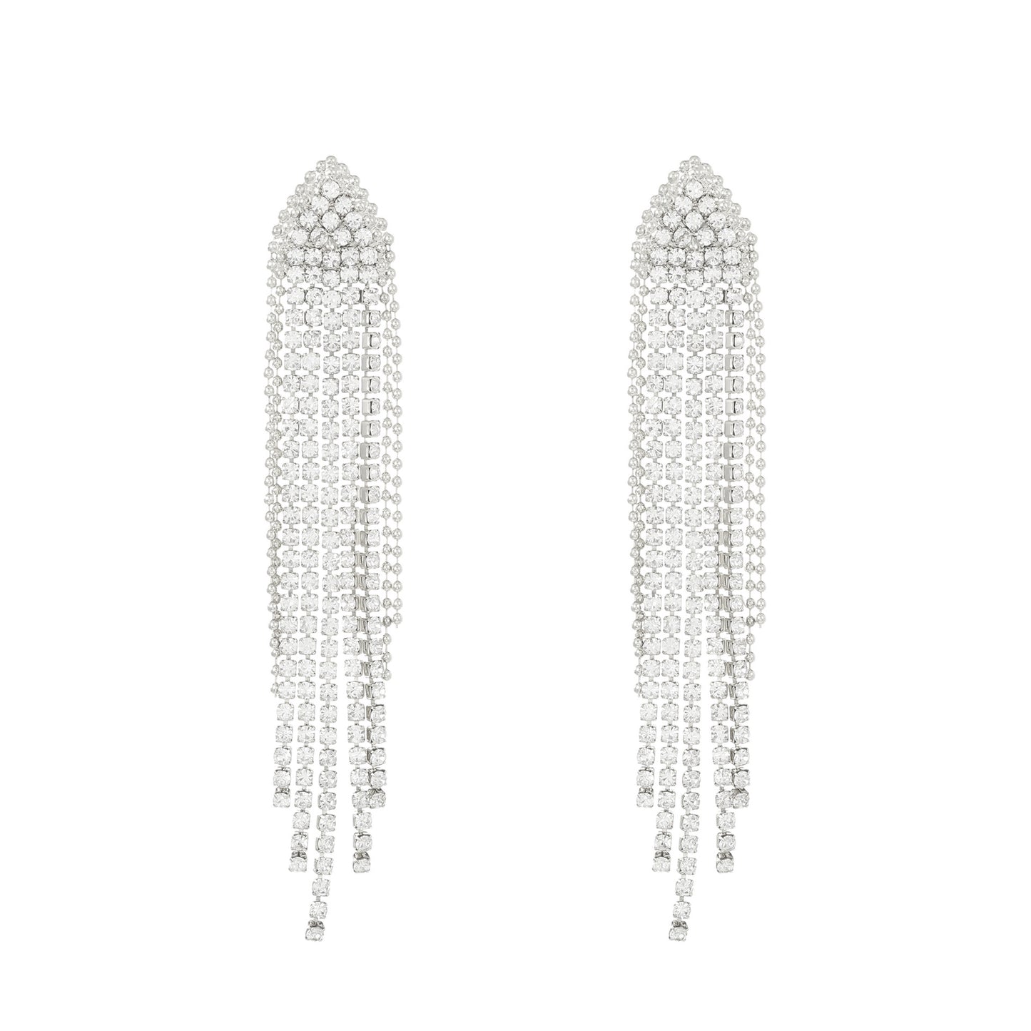Long Tassel Earrings For Women Super Shiny Butterfly Heart-shaped Rhinestone Pendant Stud Earrings Shiny Jewelry