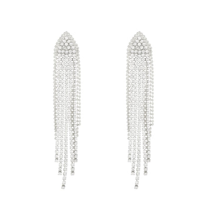 Long Tassel Earrings For Women Super Shiny Butterfly Heart-shaped Rhinestone Pendant Stud Earrings Shiny Jewelry