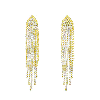 Long Tassel Earrings For Women Super Shiny Butterfly Heart-shaped Rhinestone Pendant Stud Earrings Shiny Jewelry