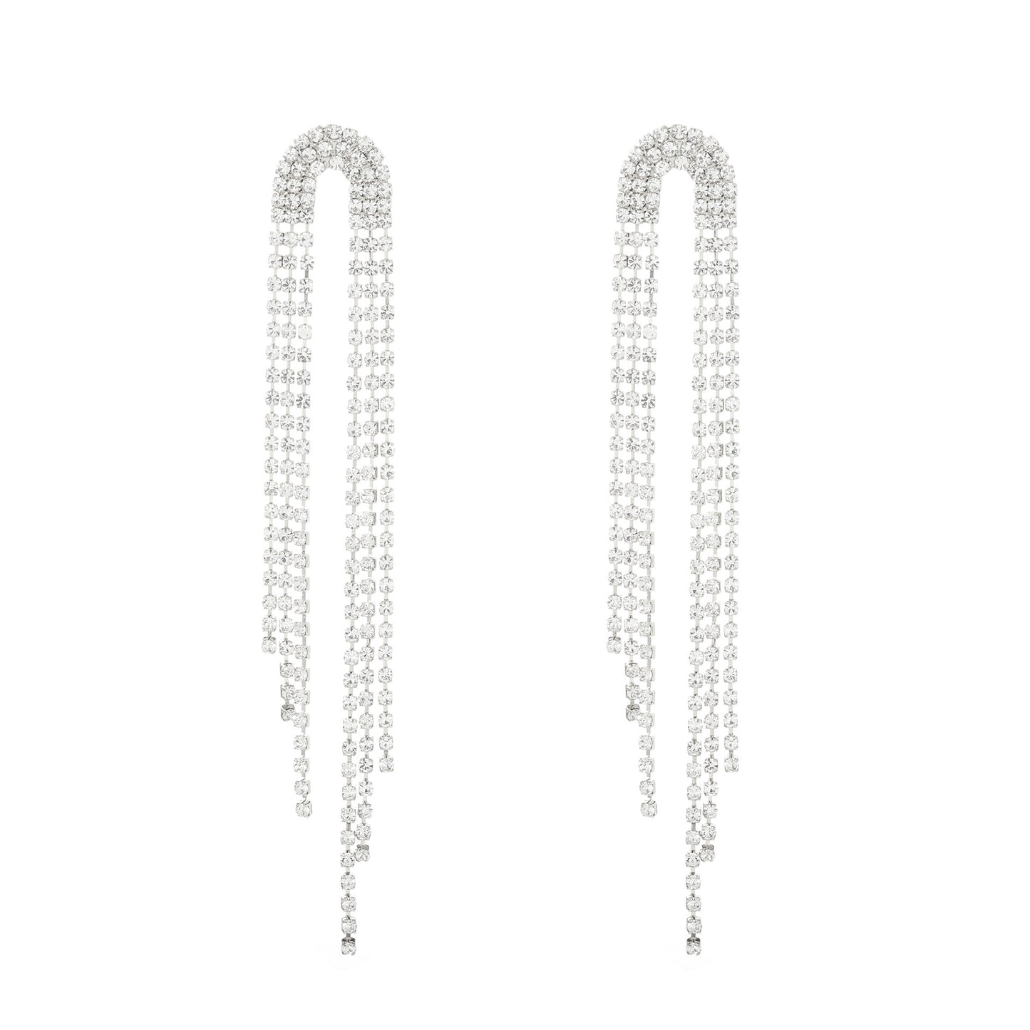 Long Tassel Earrings For Women Super Shiny Butterfly Heart-shaped Rhinestone Pendant Stud Earrings Shiny Jewelry