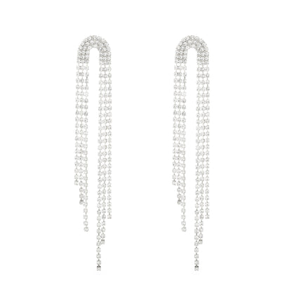 Long Tassel Earrings For Women Super Shiny Butterfly Heart-shaped Rhinestone Pendant Stud Earrings Shiny Jewelry