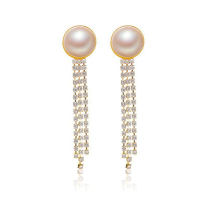 Long Tassel Earrings For Women Super Shiny Butterfly Heart-shaped Rhinestone Pendant Stud Earrings Shiny Jewelry