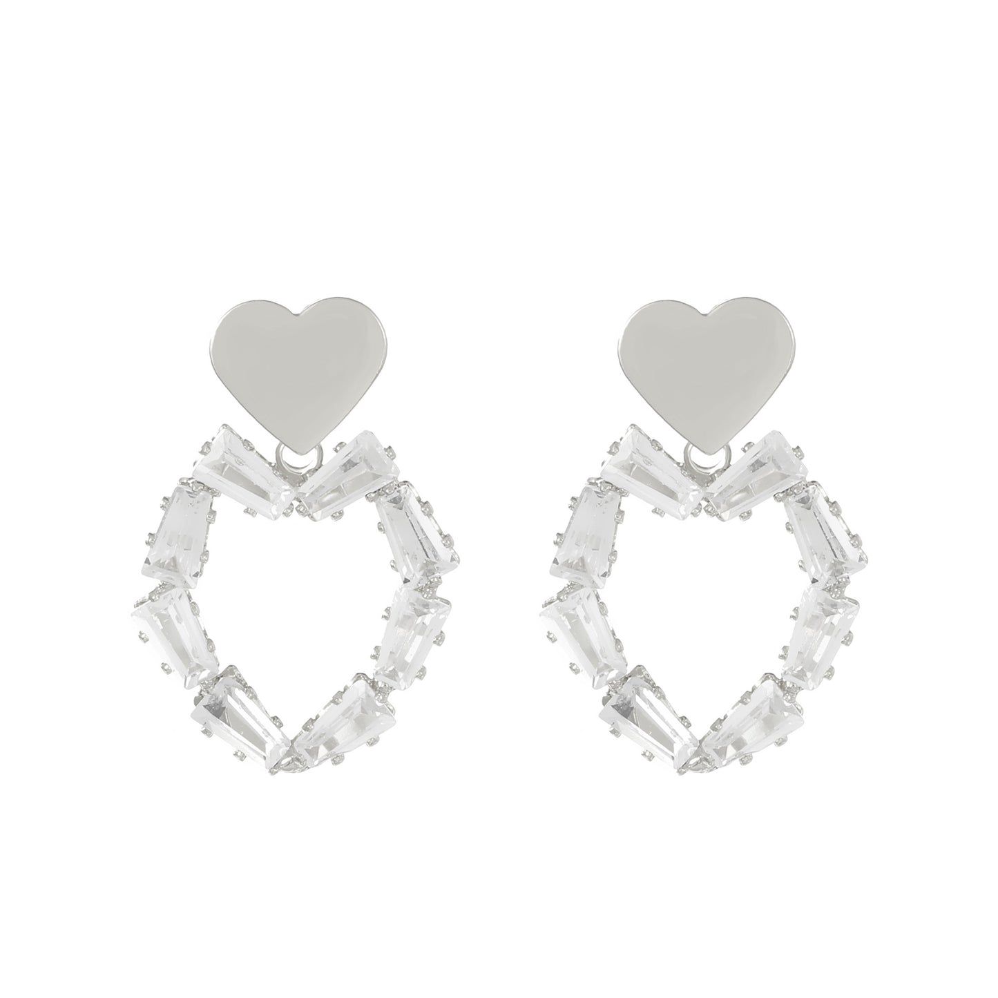 Long Tassel Earrings For Women Super Shiny Butterfly Heart-shaped Rhinestone Pendant Stud Earrings Shiny Jewelry
