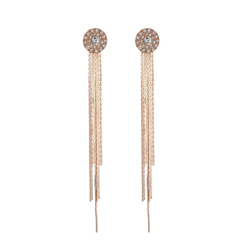 Long Tassel Earrings For Women Super Shiny Butterfly Heart-shaped Rhinestone Pendant Stud Earrings Shiny Jewelry