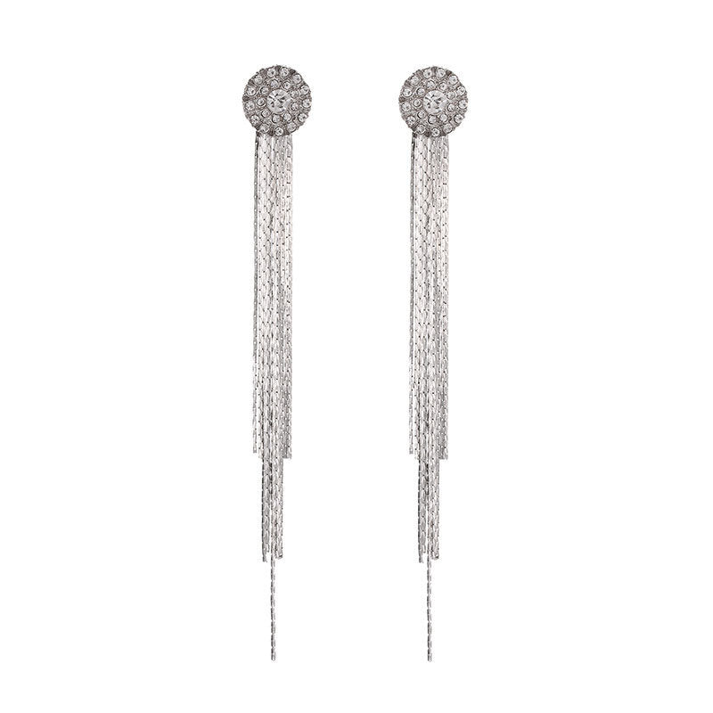 Long Tassel Earrings For Women Super Shiny Butterfly Heart-shaped Rhinestone Pendant Stud Earrings Shiny Jewelry