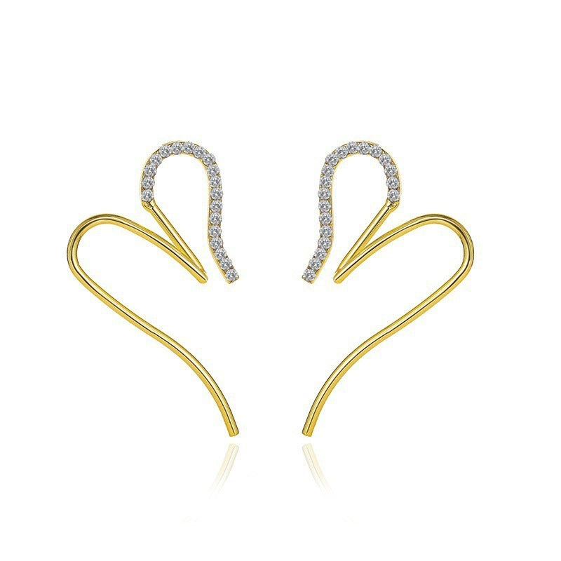 Long Tassel Earrings For Women Super Shiny Butterfly Heart-shaped Rhinestone Pendant Stud Earrings Shiny Jewelry