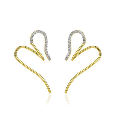 Long Tassel Earrings For Women Super Shiny Butterfly Heart-shaped Rhinestone Pendant Stud Earrings Shiny Jewelry