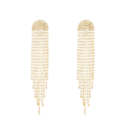 Long Tassel Earrings For Women Super Shiny Butterfly Heart-shaped Rhinestone Pendant Stud Earrings Shiny Jewelry