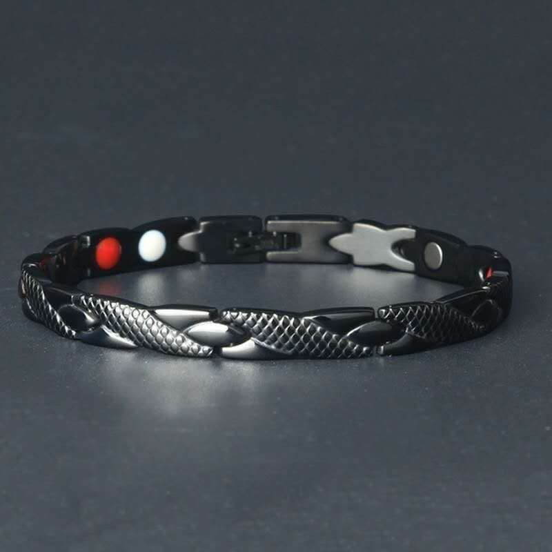 Dragon Alloy Bracelet In Dyed Black With Electroplated Finish, Unisex Design Featuring Magnetic Clasp Closure