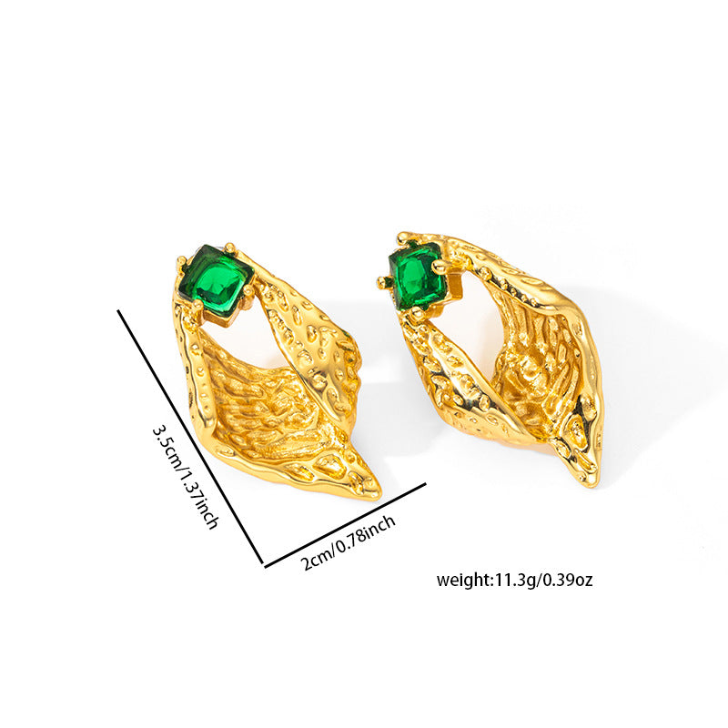 For Women Conch Geometric Folded Stud Earrings Made Of Durable Titanium Steel