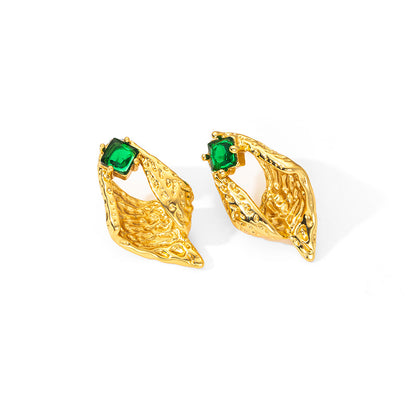 For Women Conch Geometric Folded Stud Earrings Made Of Durable Titanium Steel