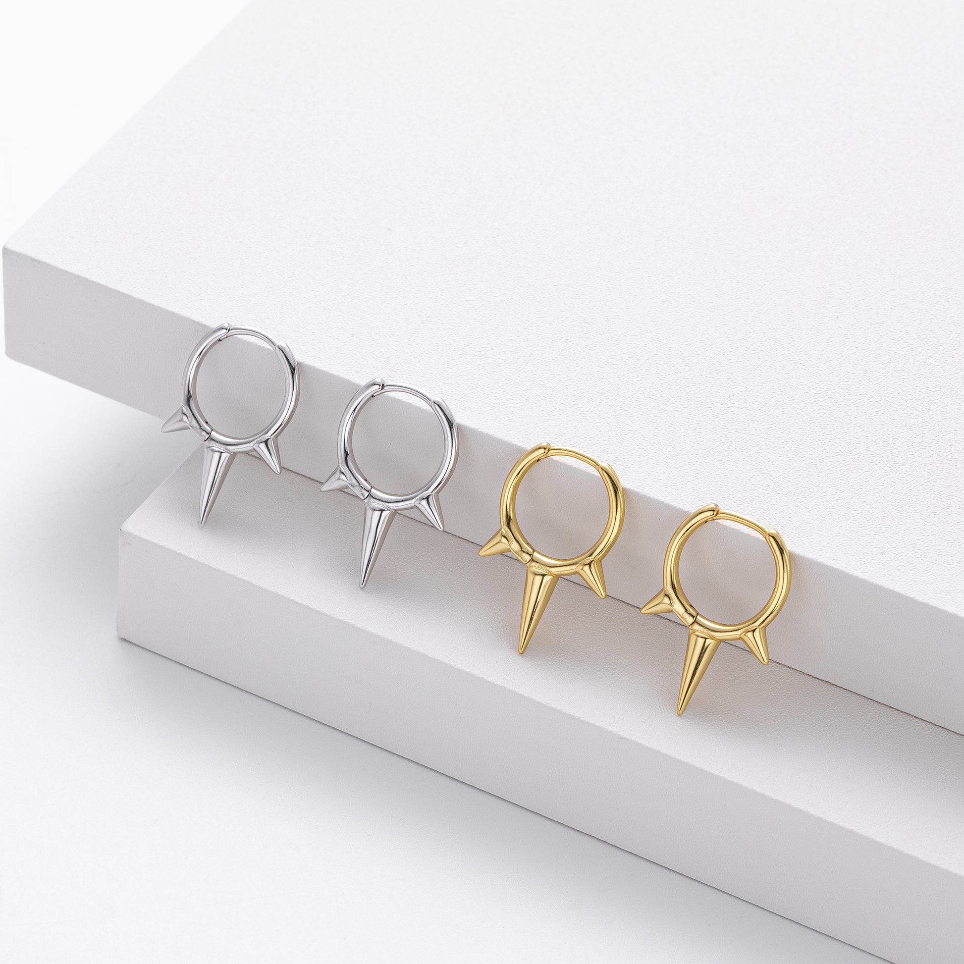 Conical 925 Sterling Silver Earrings For Women With 18K Gold Plating 0.03µm Thickness