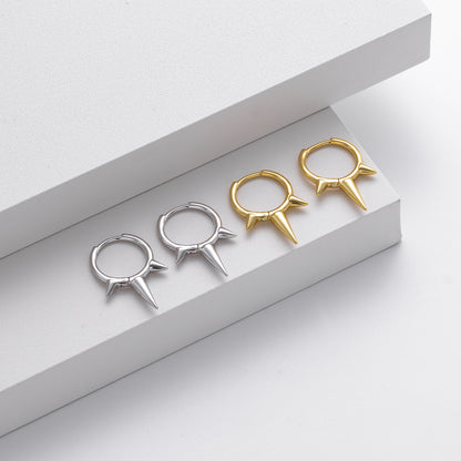 Conical 925 Sterling Silver Earrings For Women With 18K Gold Plating 0.03µm Thickness