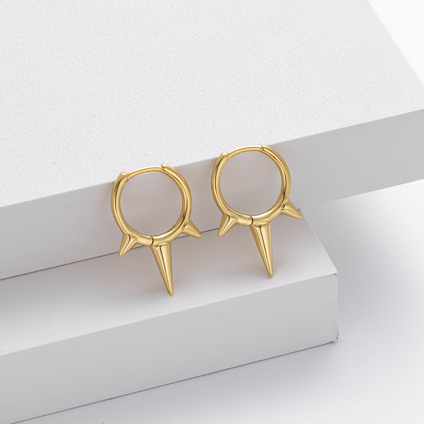 Conical 925 Sterling Silver Earrings For Women With 18K Gold Plating 0.03µm Thickness