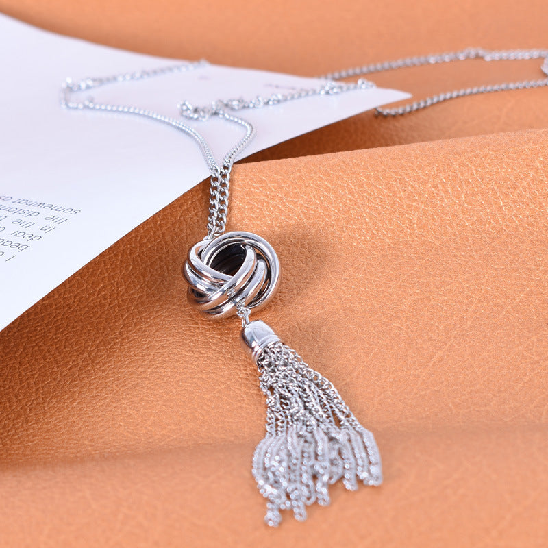 Tassel Necklace With Zinc Alloy Chain And Alloy Pendant In Ethnic Style For Unisex