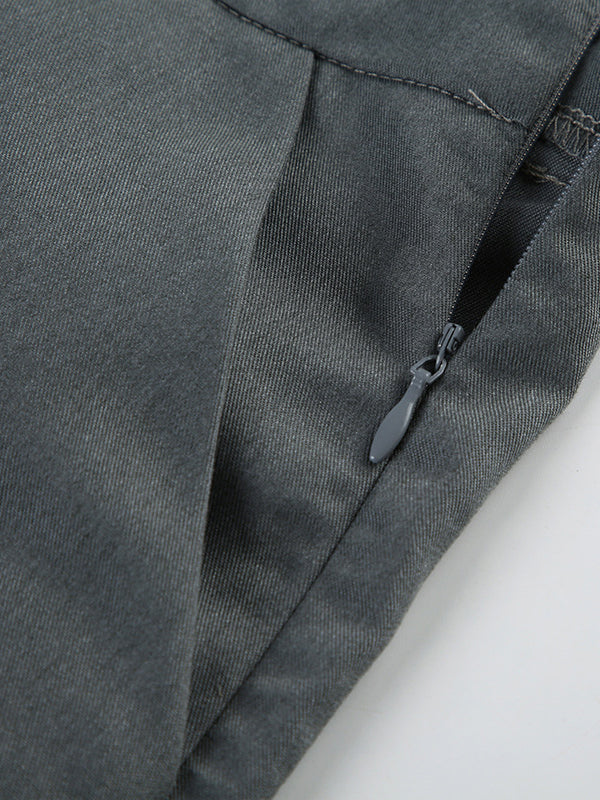 High Waisted Loose Solid Color Split-Joint Pants Trousers