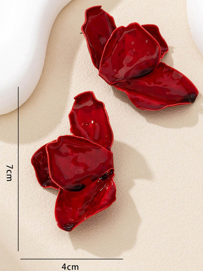 Irregularity Flower Print Earrings Accessories