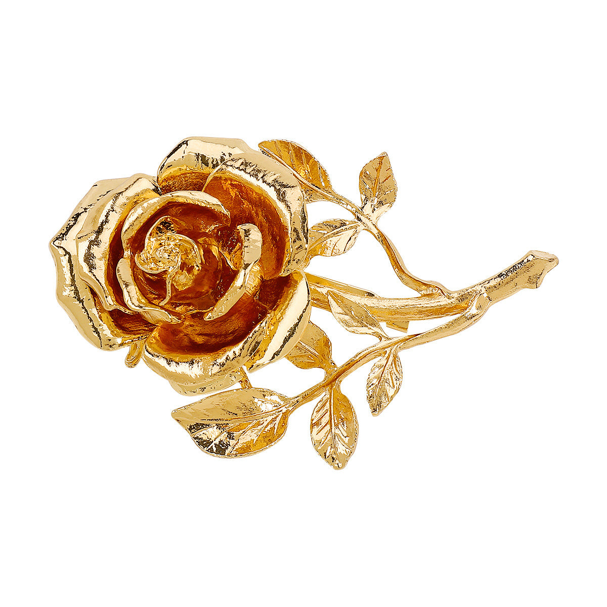 Rose Pattern Alloy Brooch Pin In Elegant Golden Finish For Stylish Accessory