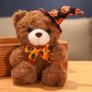 Orange Bow Dark Brown Bear