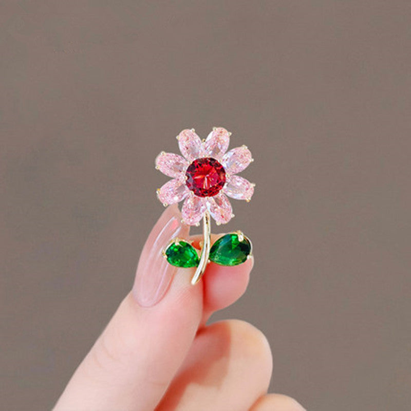 Sunflower Pin Brooches In Zinc Alloy Featuring Elegant Floral Design