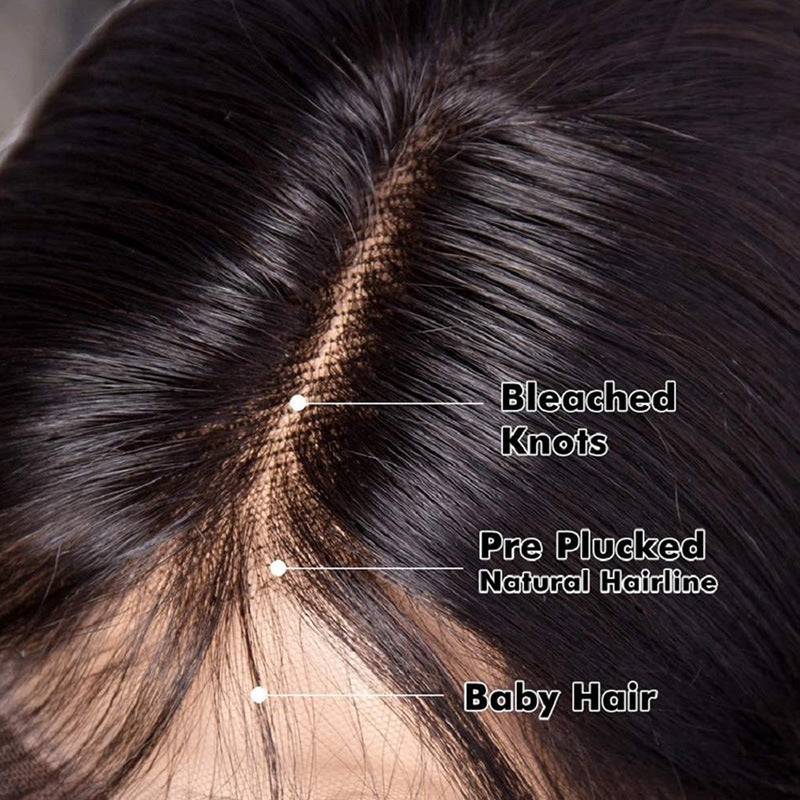 Unisex Real Hair Full Head Wig With Straight Black Hair And Bangs For Natural Look