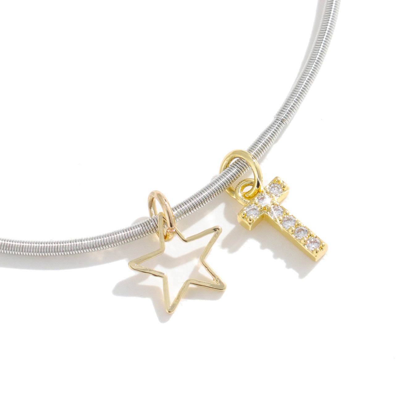 Pentagram Couple Wristband For Him And Her In 304 Stainless Steel With 18K Real Gold Plated And Zircon Inlay, Featuring Tube Chain