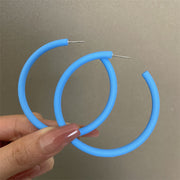 0602 Blue Oversized C- Ring 925 Silver Needle