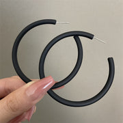 0602 Black Oversized C- Ring 925 Silver Needle