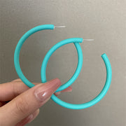 0602 Lake Blue Oversized C- Ring 925 Silver Needle