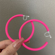 0602 Fluorescent Rose Oversized C Plastic Spring Ear Clip