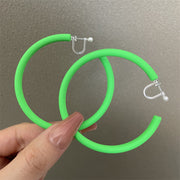 0602 Fluorescent Green Oversized C- Ring Plastic Spring Ear Clip