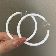 0602 White Oversized C- Ring Plastic Spring Ear Clip