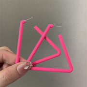 0698 Fluorescent Rose Oversized Triangle 925 Silver Needle