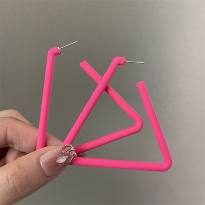 Exaggerated Geometric Large Earrings For Women In Yellow And Green Acrylic With Stoving Varnish Finish