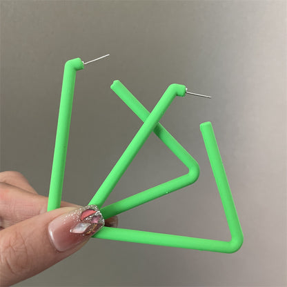 Exaggerated Geometric Large Earrings For Women In Yellow And Green Acrylic With Stoving Varnish Finish