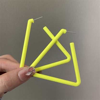 Exaggerated Geometric Large Earrings For Women In Yellow And Green Acrylic With Stoving Varnish Finish