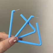 0698 Blue Oversized Triangle 925 Silver Needle