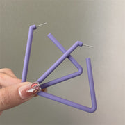 0698 Purple Oversized Triangle 925 Silver Needle
